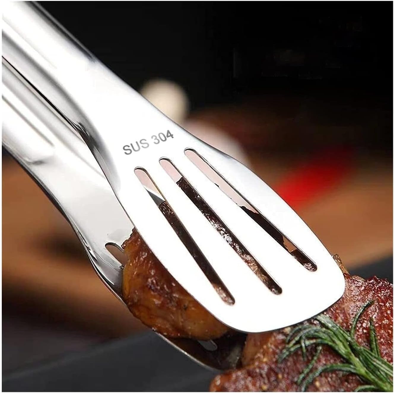 Kitchen Tongs Bread Tongs-304 Stainless Steel Heat Res-istant Barbecue Cooking Salad Baking Serving Buffet Kitchen Tool Tongs (Size : C)