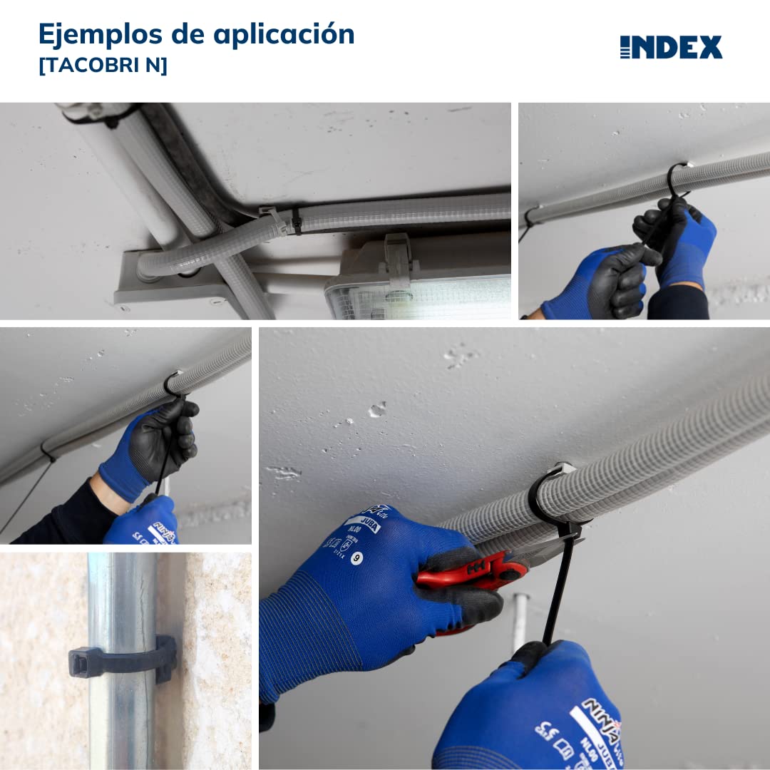 INDEX A PERFECT FIXING - TACOBRINE8 [TACOBRI] Tacos negros para bridas de nylon, Medida Ø8 mm, Caja de 100 unidades