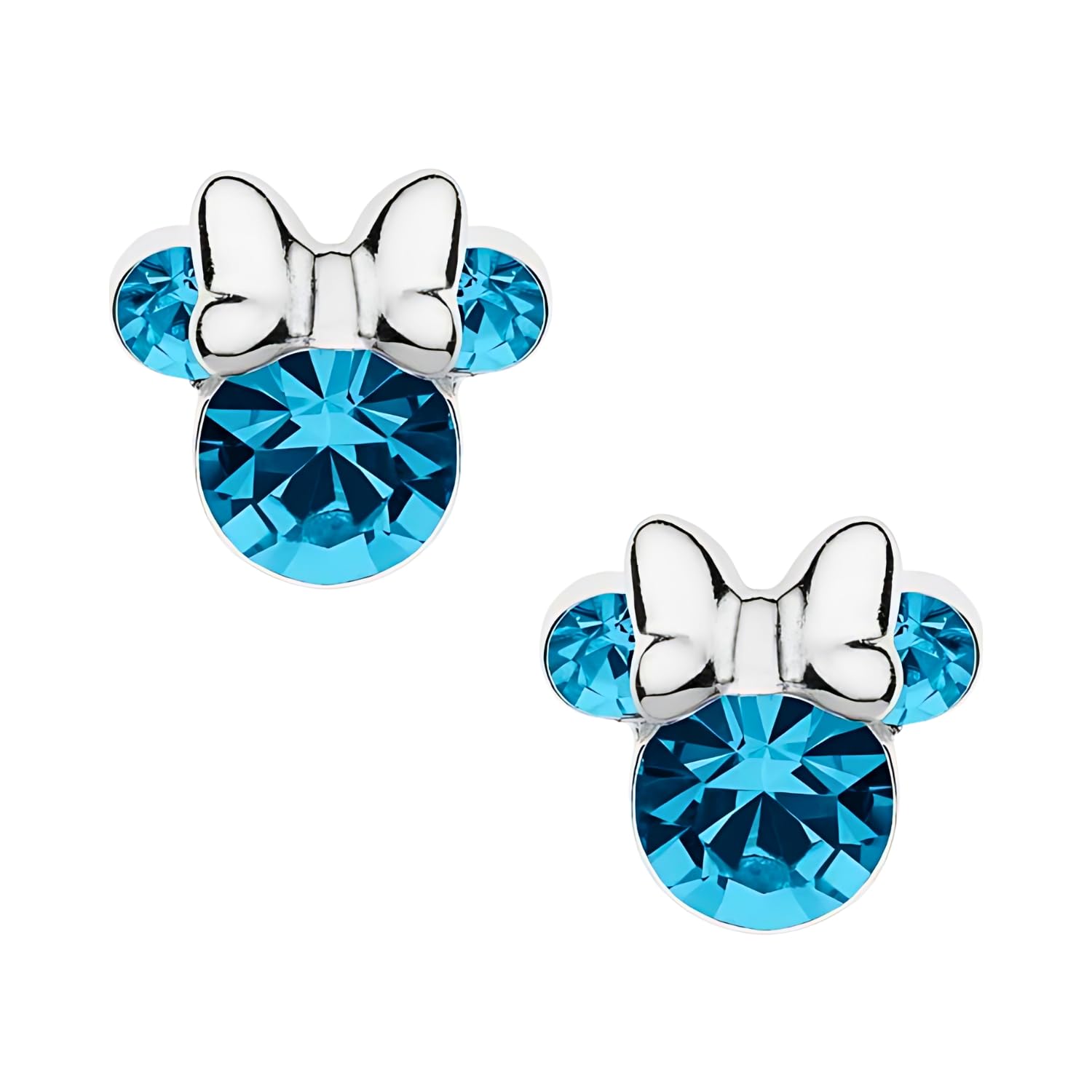 Orecchini Minnie Mouse a Bottone con Pietra Portafortuna Disney da Donna in Argento, Gioielli Disney, Impreziosito da Zirconia