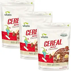 Kit 3 Pacotes de Cereal Matinal Integral Sabor Chocolate sem Glúten de 200g cada - Vitalin