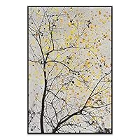 SIGNWIN Framed Canvas Wall Art Black Tree Branch with Leaves Canvas Prints Home Artwork Decoration for Living Room,Bedroom - 16