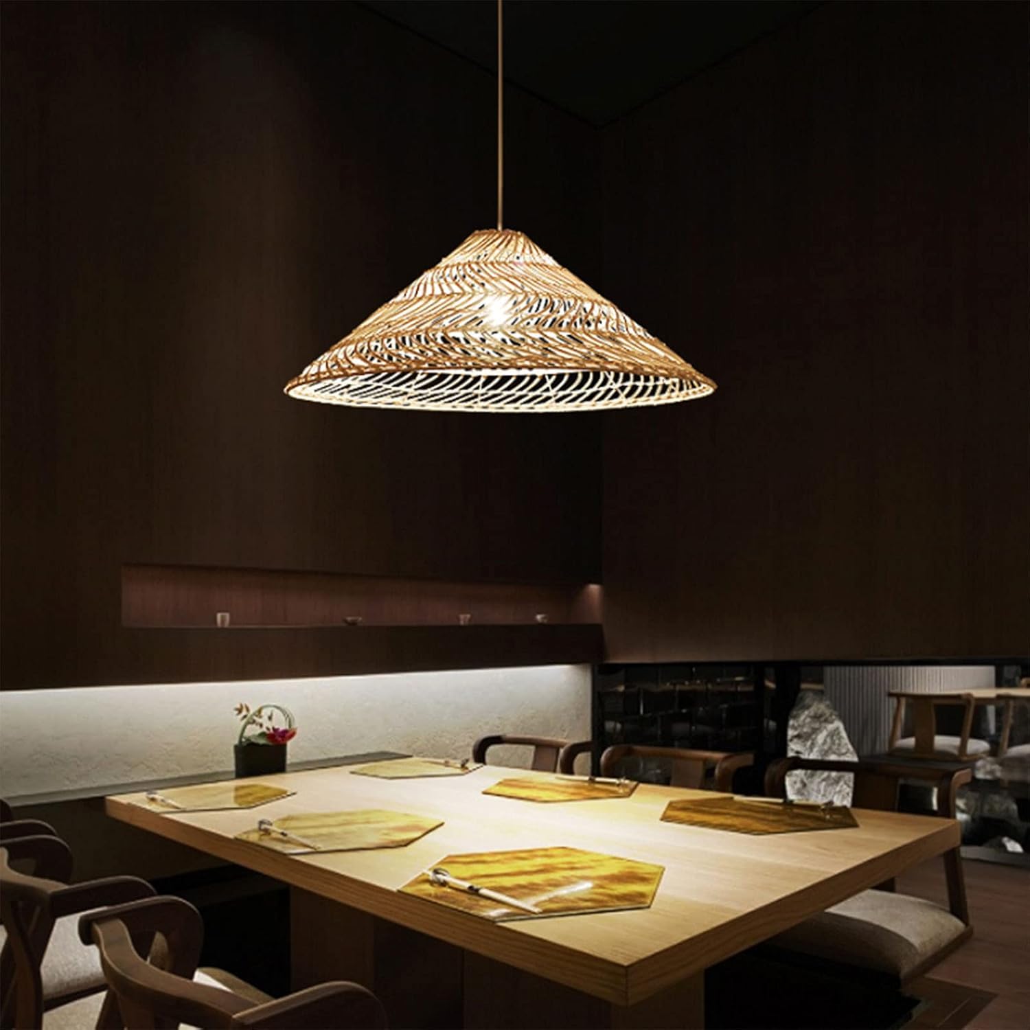 Lampadario in Rattan Fai da Te in bambù, Lampada a Sospensione Industriale Vintage in Stile Giapponese, Lampada a Sospensione per Sala da Pranzo, Lampada a Sospensione con Cavo Reg