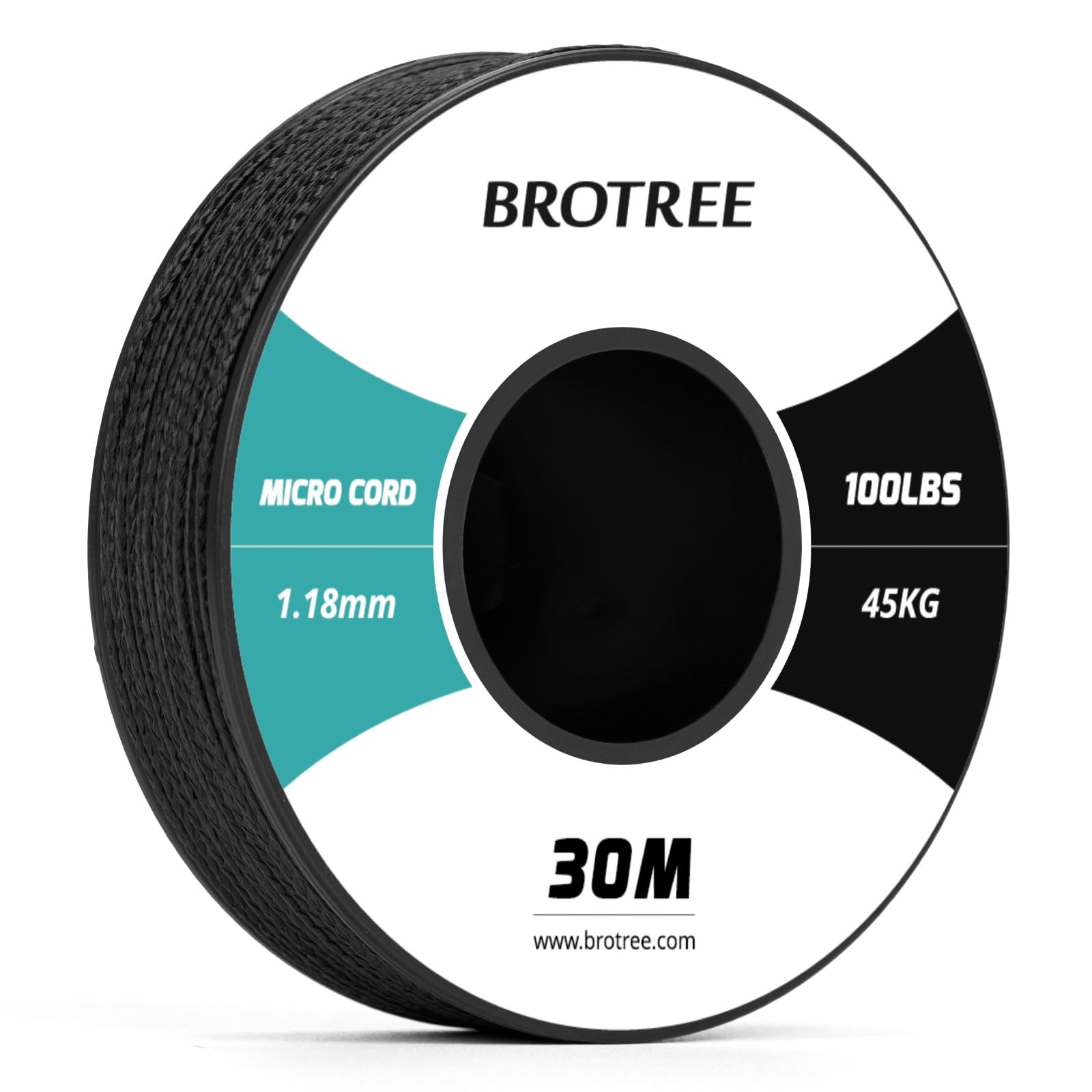 Brotree Black Micro Cord 1.18Mm Paracord 30M Thin Cord Braided Cord For Bracelet, Crafting And Diy - 45Kg Breaking Load (Black)