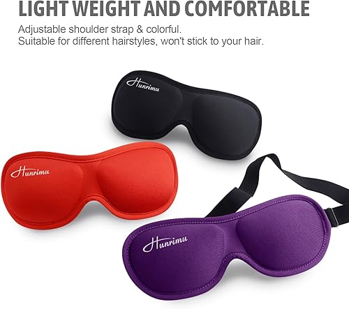 Miniatura 7 de Hunrimu Máscara de ojos para dormir para mujeres y hombres, cubiertas de ojos para dormir, máscara de sueño 3D para viajes, yoga y siesta (rosa)