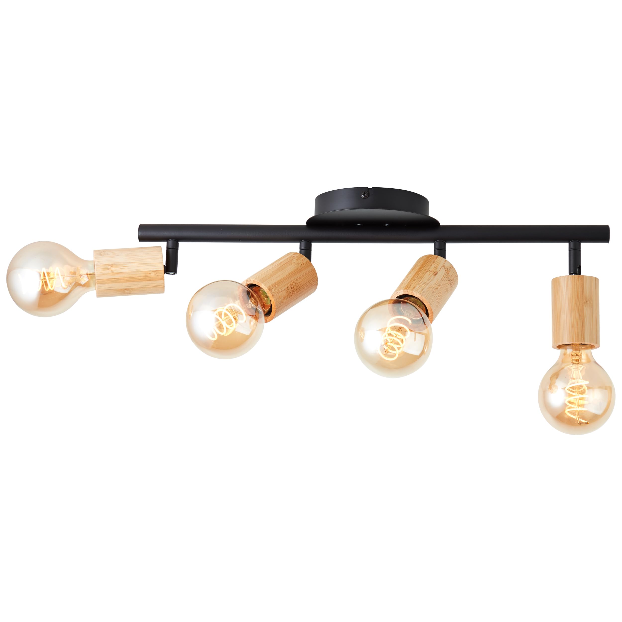 Brilliant Tiffany - Lámpara de tubo de 4 focos, color negro mate/marrón natural, 4 x A60, E27, 28 W