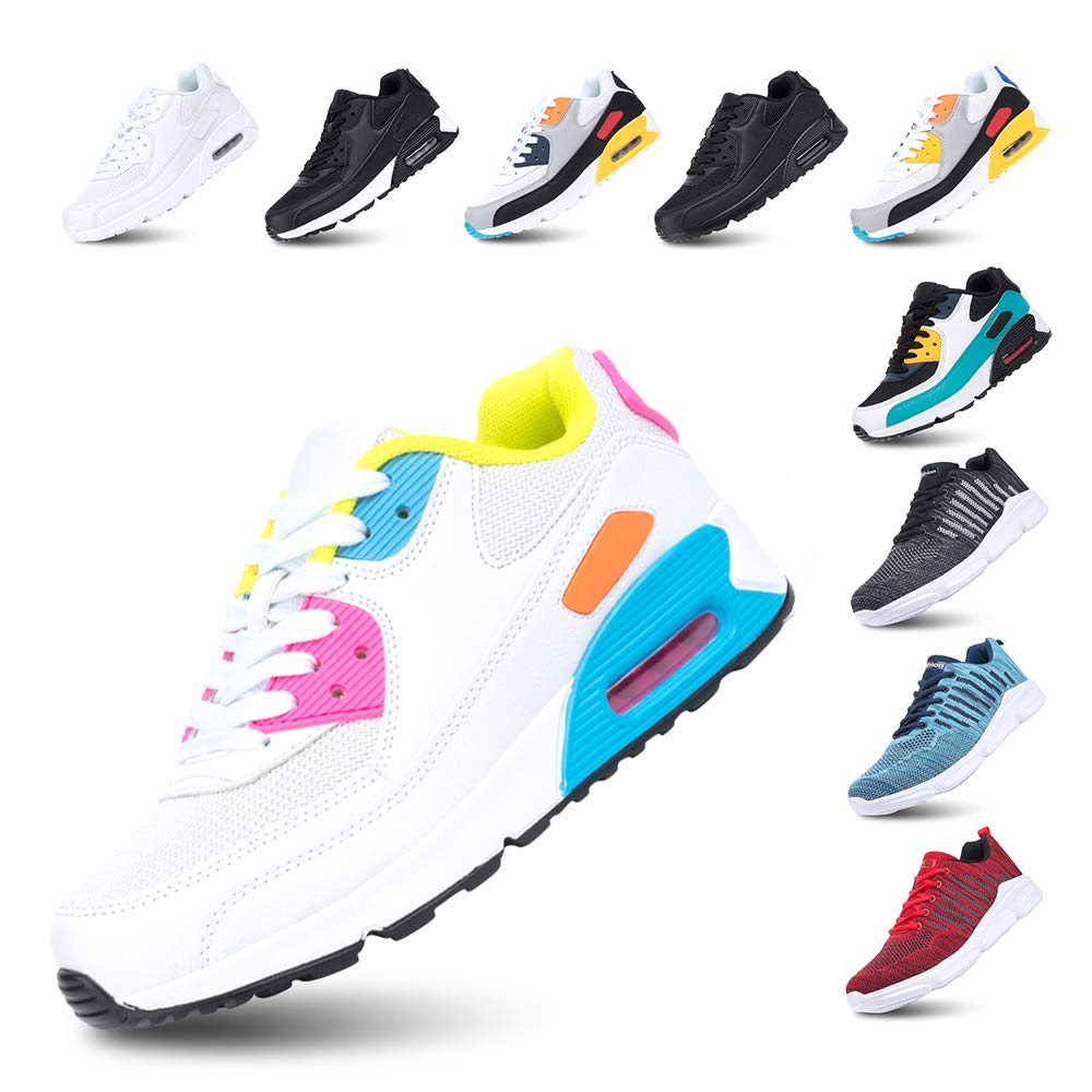Hitmars Scarpe Running Uomo Donna Donna Ginnastica Sneaker Leggere Traspirante Outdoor Sportive Calzature da Corsa Pallavolo Tennis Nero Verde Bianco Rosa Giallo EU36-EU47