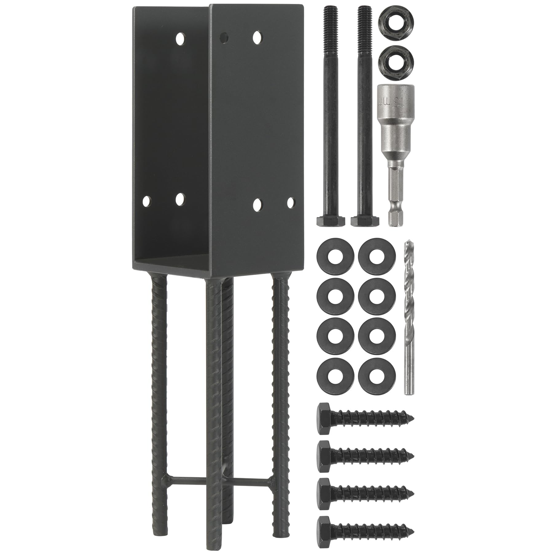 WOCEPUHeavy Duty U-Shape 4"x4"(Actual 3.5"x3.5") Wet Concrete Fence Post Holder for Fence, Railing, Pergola Wood Post Bracket Anchor (1pack-Dark Grey)