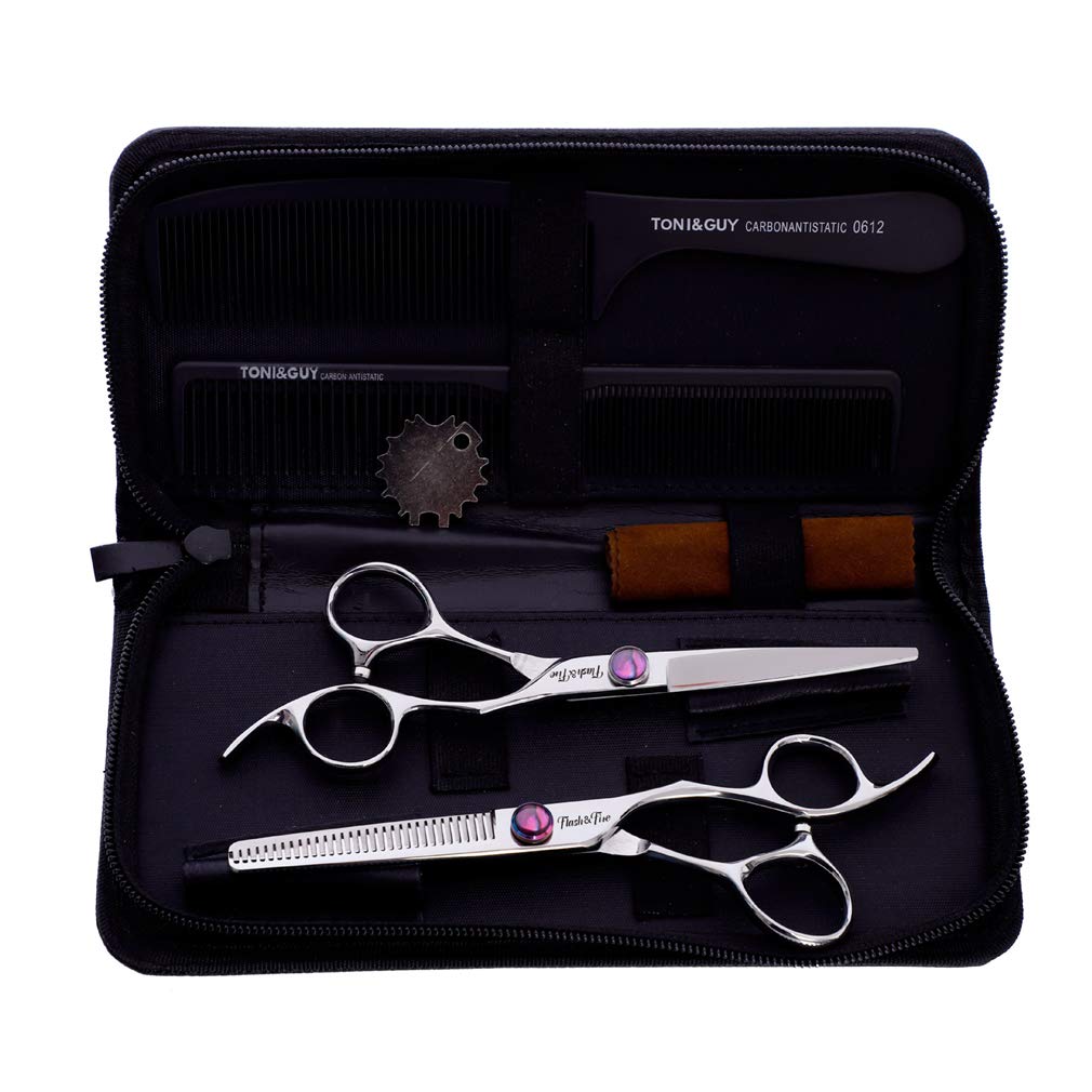 YODZ 6,0 Pulgadas Tijeras De Peluquería Conjunto, Peluquería Inoxidable Profesional Pelo del Acero De Corte Tijeras, con Ajustable Tornillo, para Salon Barberos, Hombres, Mujeres