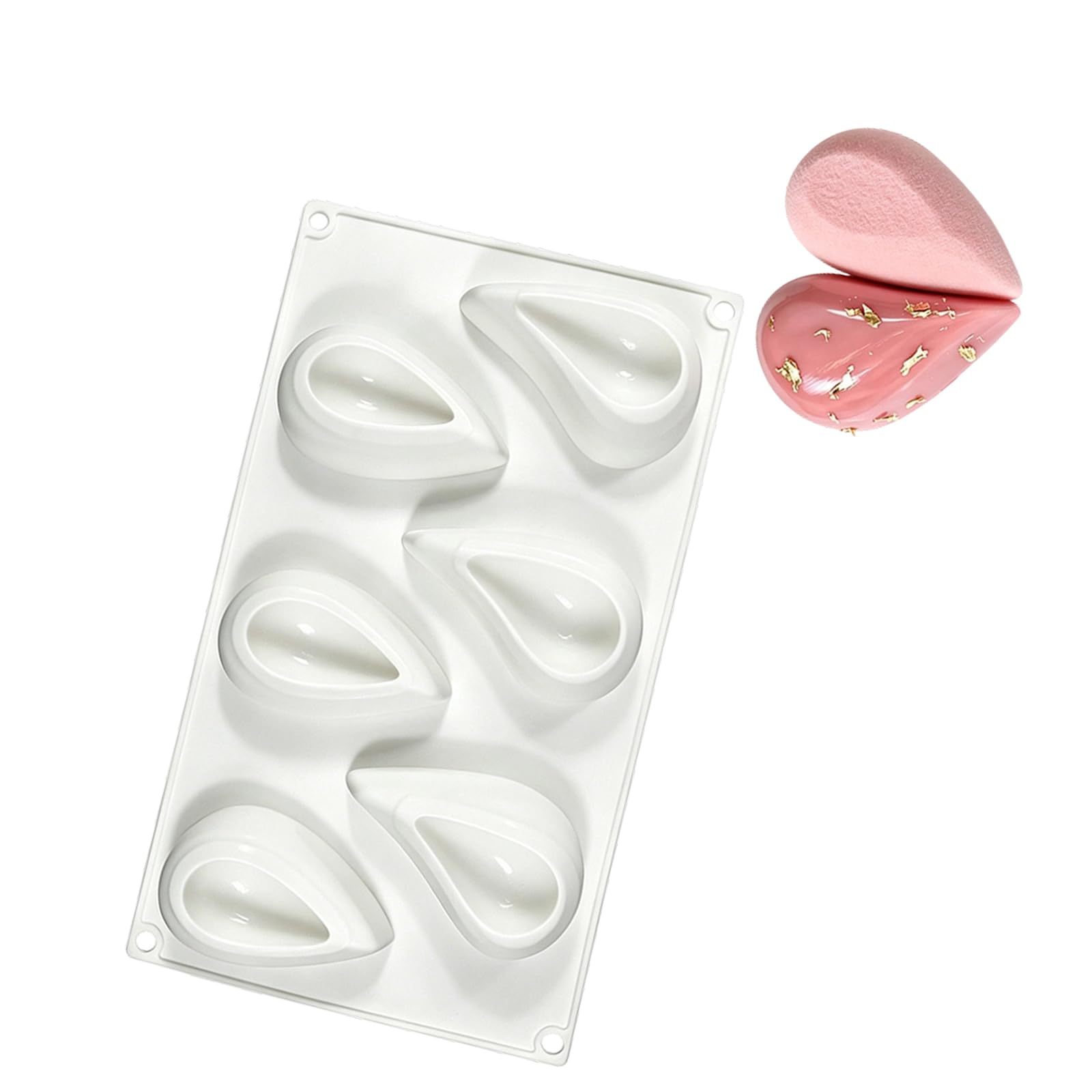 carotoe Chilled Dessert Mold Silicone 6 Cavity Heart Pastry Tray for Mousse Cakes, White Shaping Mold for Home Baking and Afternoon Tea Treats