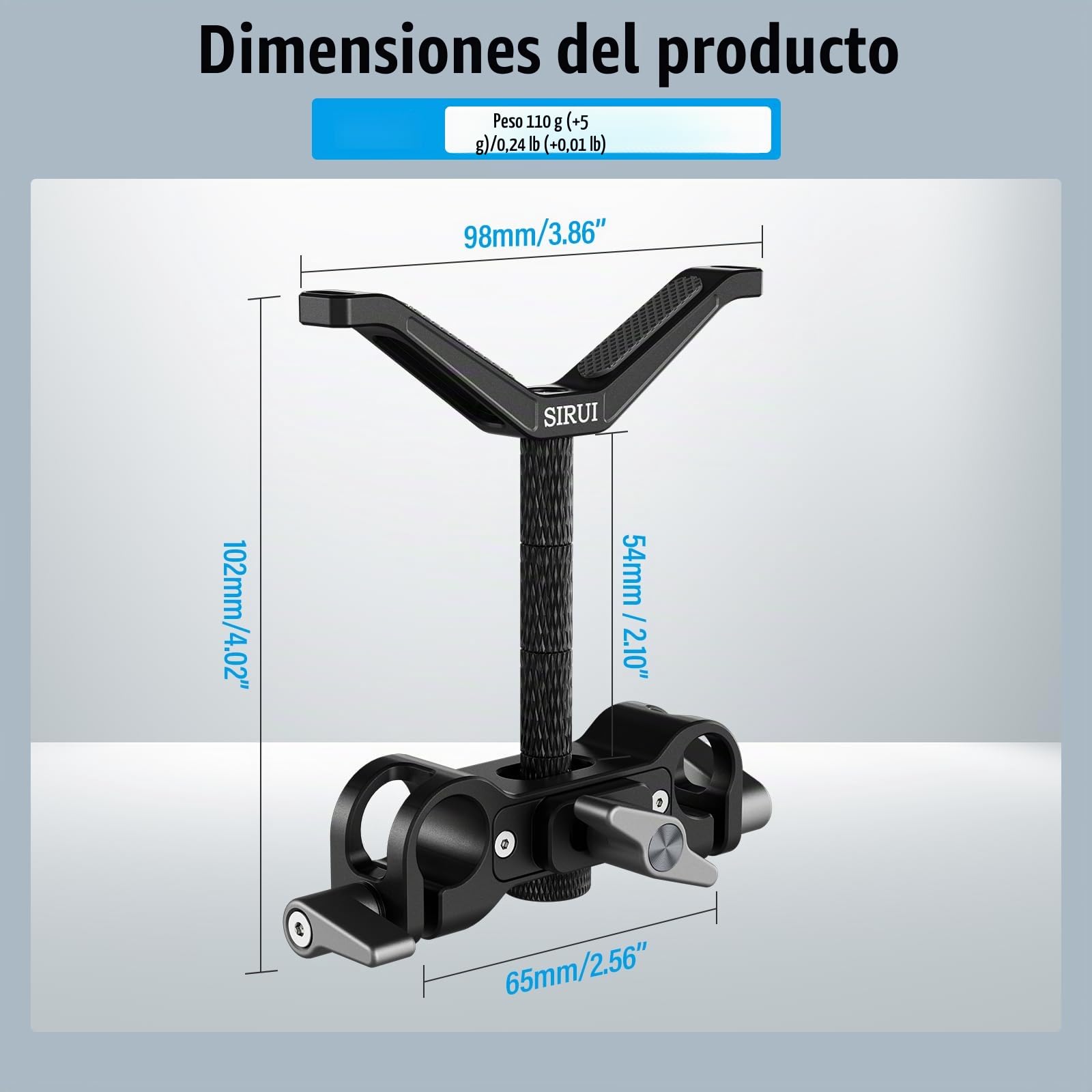 SIRUI LWS 15mm Lens Support Soporte Lente Compatible con Lente de 55mm a 140mm de Diámetro para Lente Larga, 3 Varillas de Extensión para Cámara Réflex Digital - AM-LB35