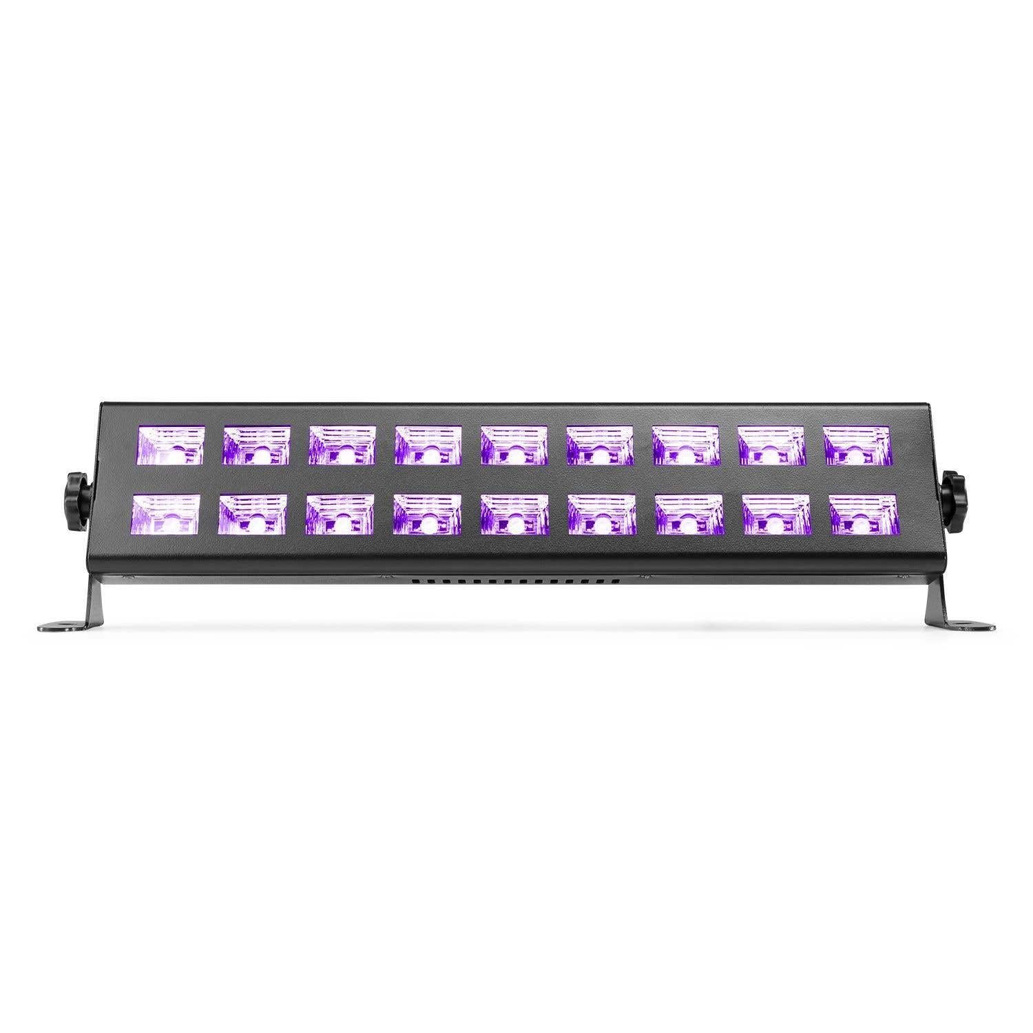 BeamZ BUV293 Barra de luz LED UV, 2x 9 LEDS, Lampara UV con Bombilla Luz Negra Ultravioleta, Luces Discoteca Profesional para Escenario, Dj, Actuaciones, Halloween Luces, Eventos