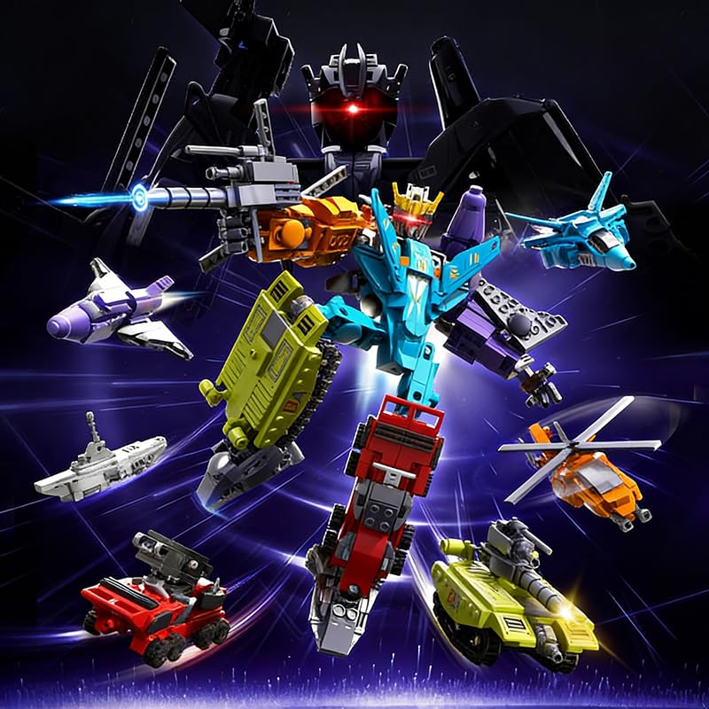 Image of SKY LINE OCEAN 6-in-1 Bugle Call Robot Building Blocks Set, 881 Pieces Transforming Mecha Construction Toy, STEM Educational DIY Kit for Kids Boys & Girls Ages 6+