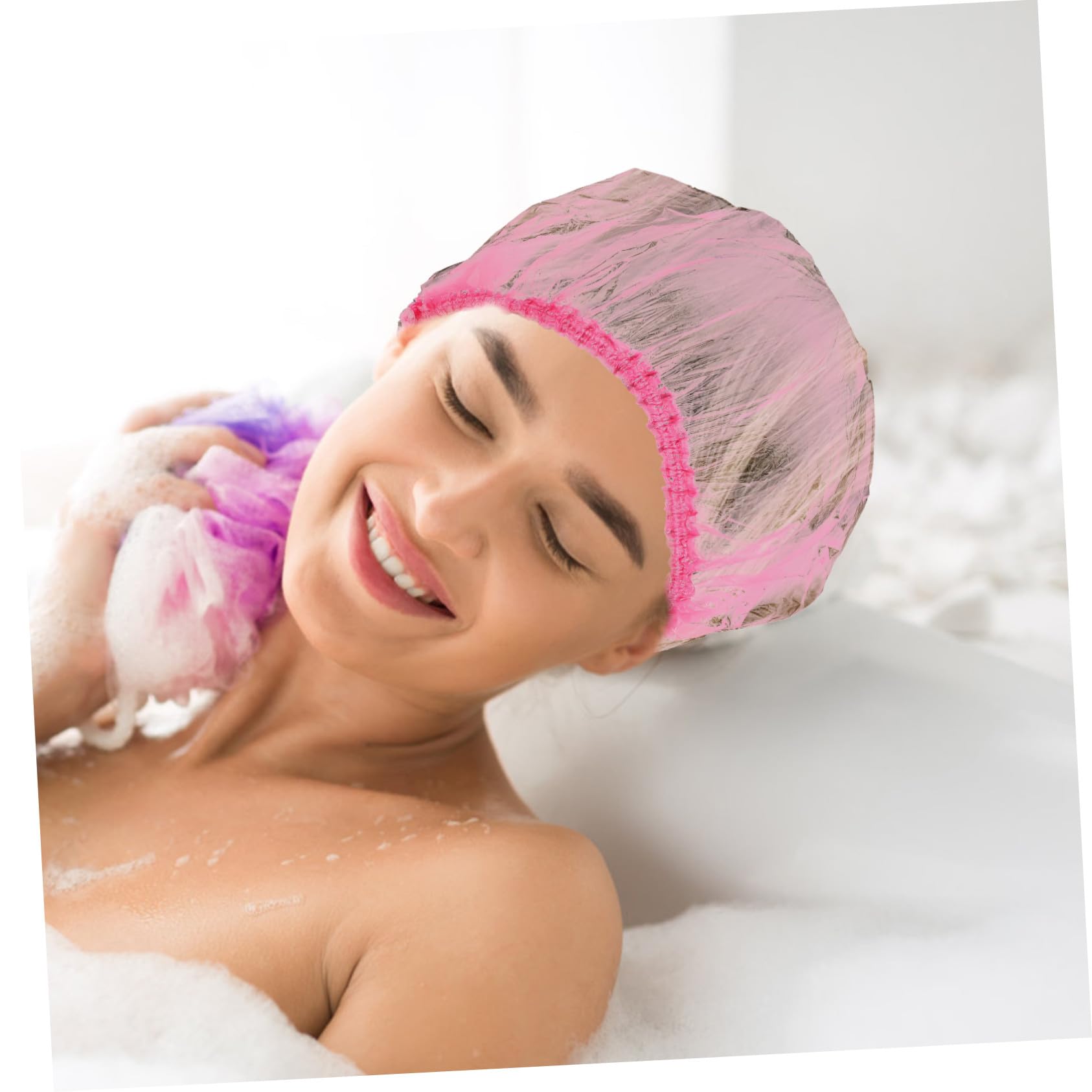 Homoyoyo 500 Stück Große Rosa Einweg Duschhauben aus Kunststoff für Damen Wasserfeste Elastische Badehauben zum Schutz der Haare Beim Baden und Reisen