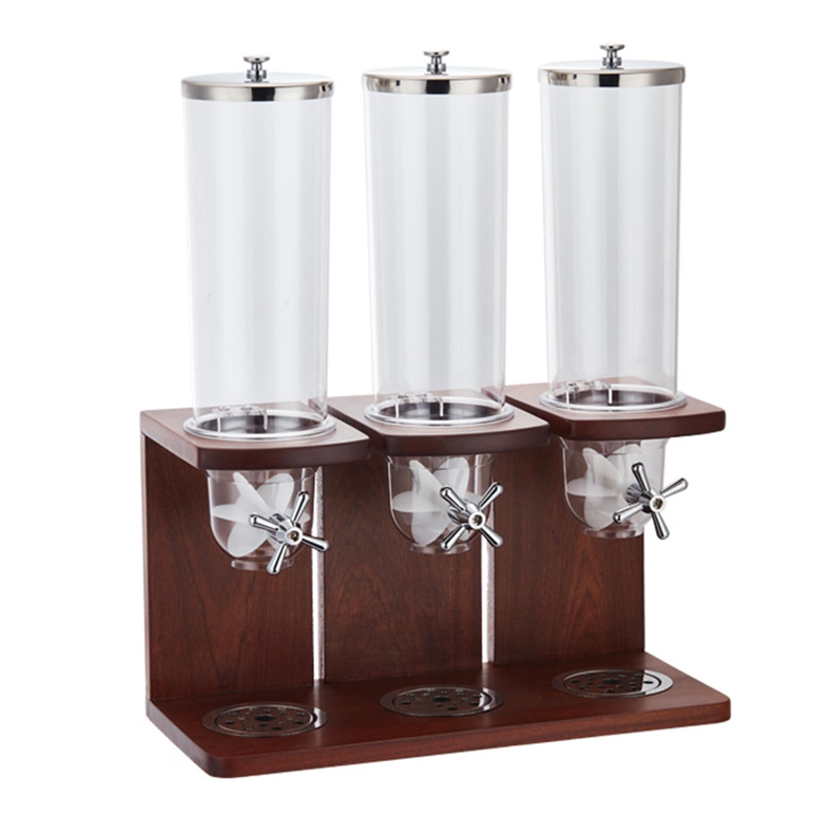 10.5L Tripla Testa Dispenser Per Cereali Con Base in Legno, Piano D'appoggio Cibo Secco Dispenser Organizzatore Di Snack Contenitori Conservazione Per La Dispensa Cucina Organizzazione