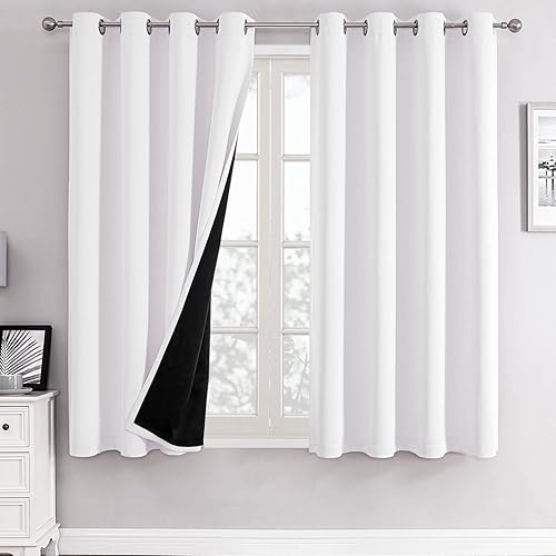 Miniatura 63 de ChrisDowa Cortinas 100% Opacas para Dormitorio con Forro Negro, 2 Capas Gruesas Totalmente Opacas con Aislamiento Térmico y Ojales, Cortinas de
