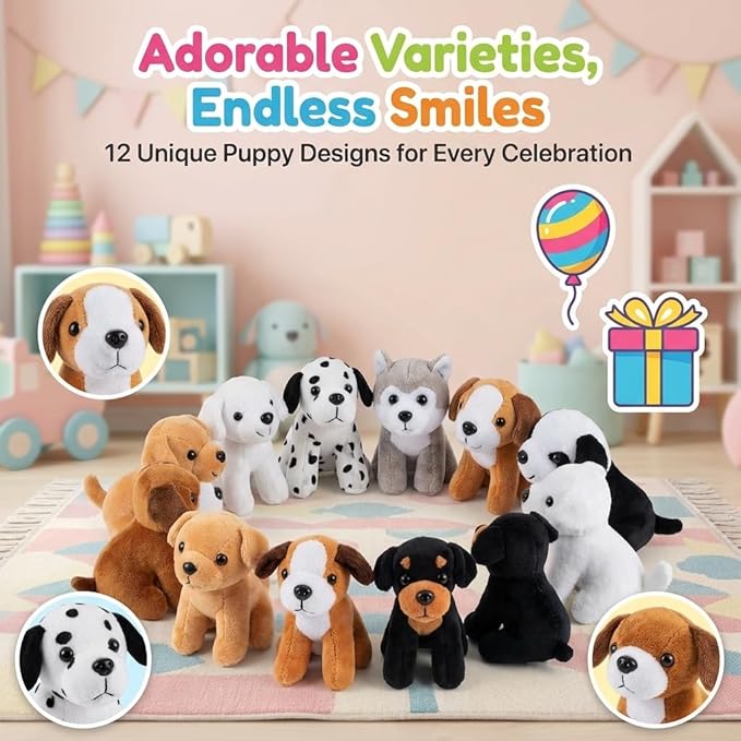 Bedwina Peluche Perro Pack de 12 - 15 cm - Surtido de Colores miniatura 3