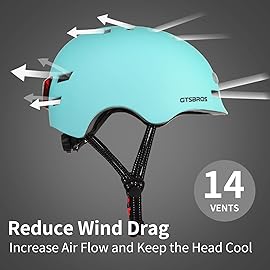 GTSBROS Adult Bike Helmet with Light - Front and Rear LED Lights Adjustable Bicycle Helmet for Adults Men Women Ebike Helmet for Commuting, Road Biking, Skating, Scooter