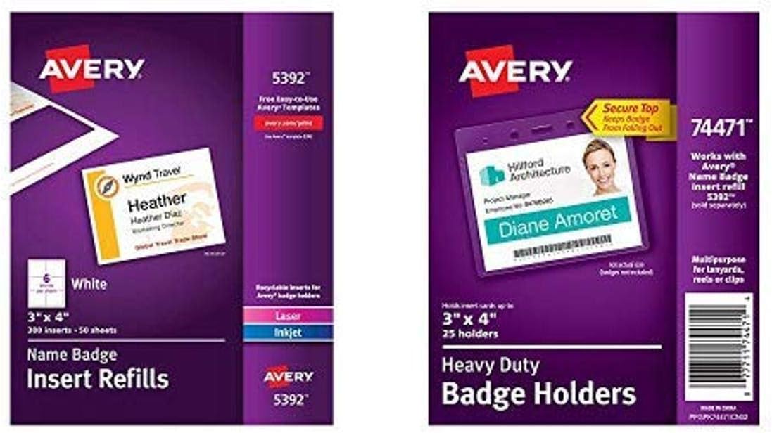 Avery Name Badge Inserts, Print or Write, 3" x 4", 300