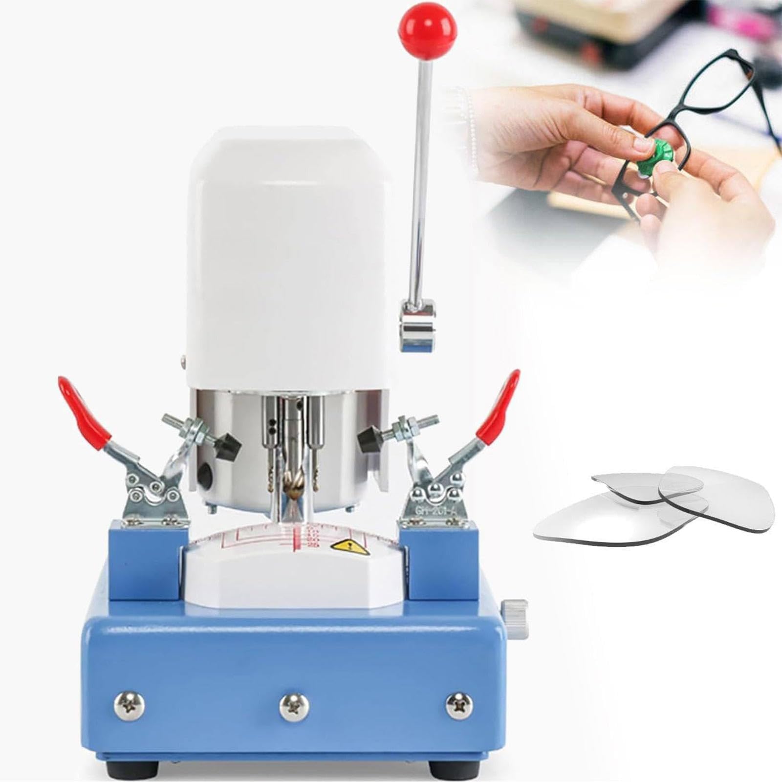 Scanalatrice automatica per lenti ottiche per occhiali, alta velocità 6000r/min con scala trasparente e base rimovibile per negozi di occhiali oftalmici professionali