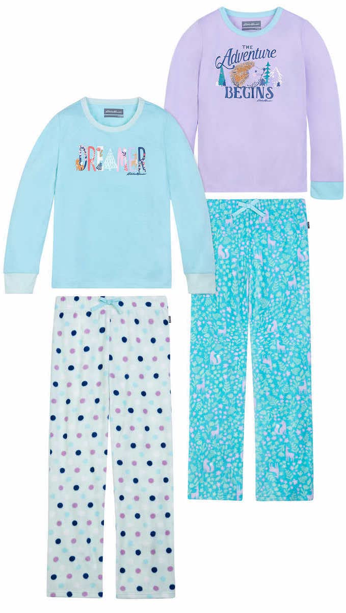 Eddie Bauer Youth Girl's 4 Piece PJ Sleep Set
