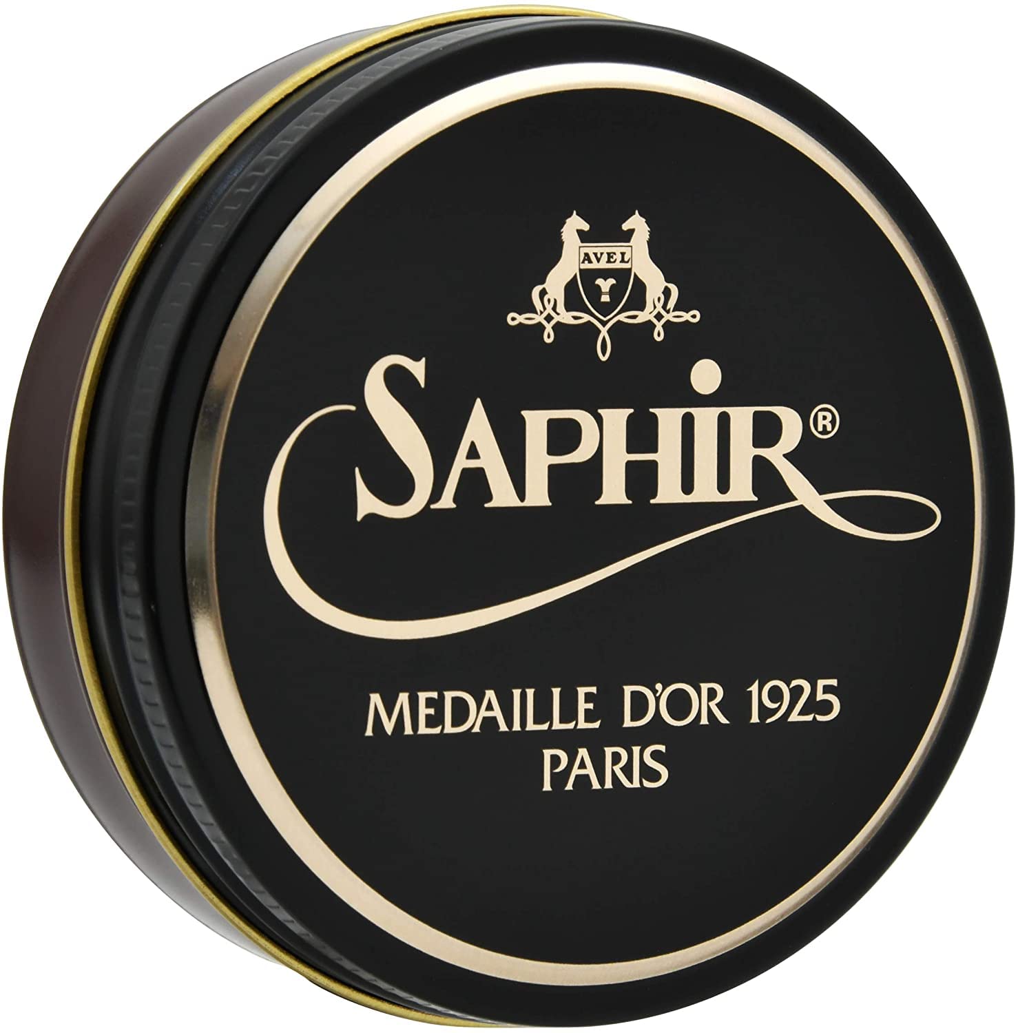 SAPHIRNOIR Medaille d’Or Pate De Luxe - Natural Wax Shoe Polish for Leather Shining - 50ml - Medium Brown