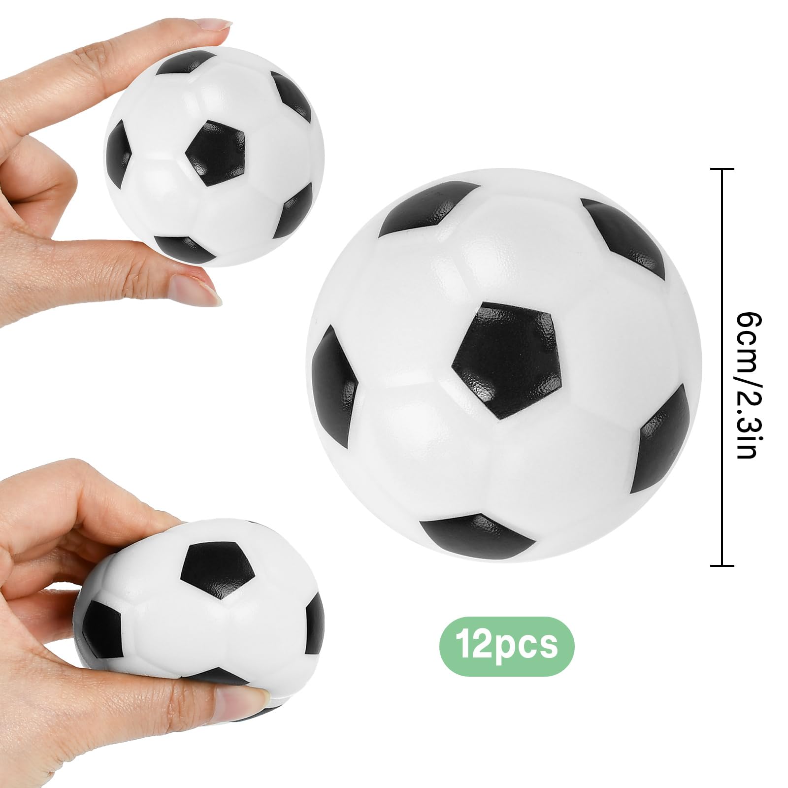 JOKILY 12 Mini Palloni Sportivi, Mini Palline in Schiuma per Bambini e Adulti, Palla Antistress da Calcio, Pallone da Calcio Piccolo, Palle Antistress da Calcio, Set di 12, Terra