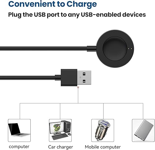 Miniatura 6 de RuenTech Cargador compatible con Fossil Gen 6 Gen 5 Gen 4 Sport Smartwatch Cargador rápido (negro)