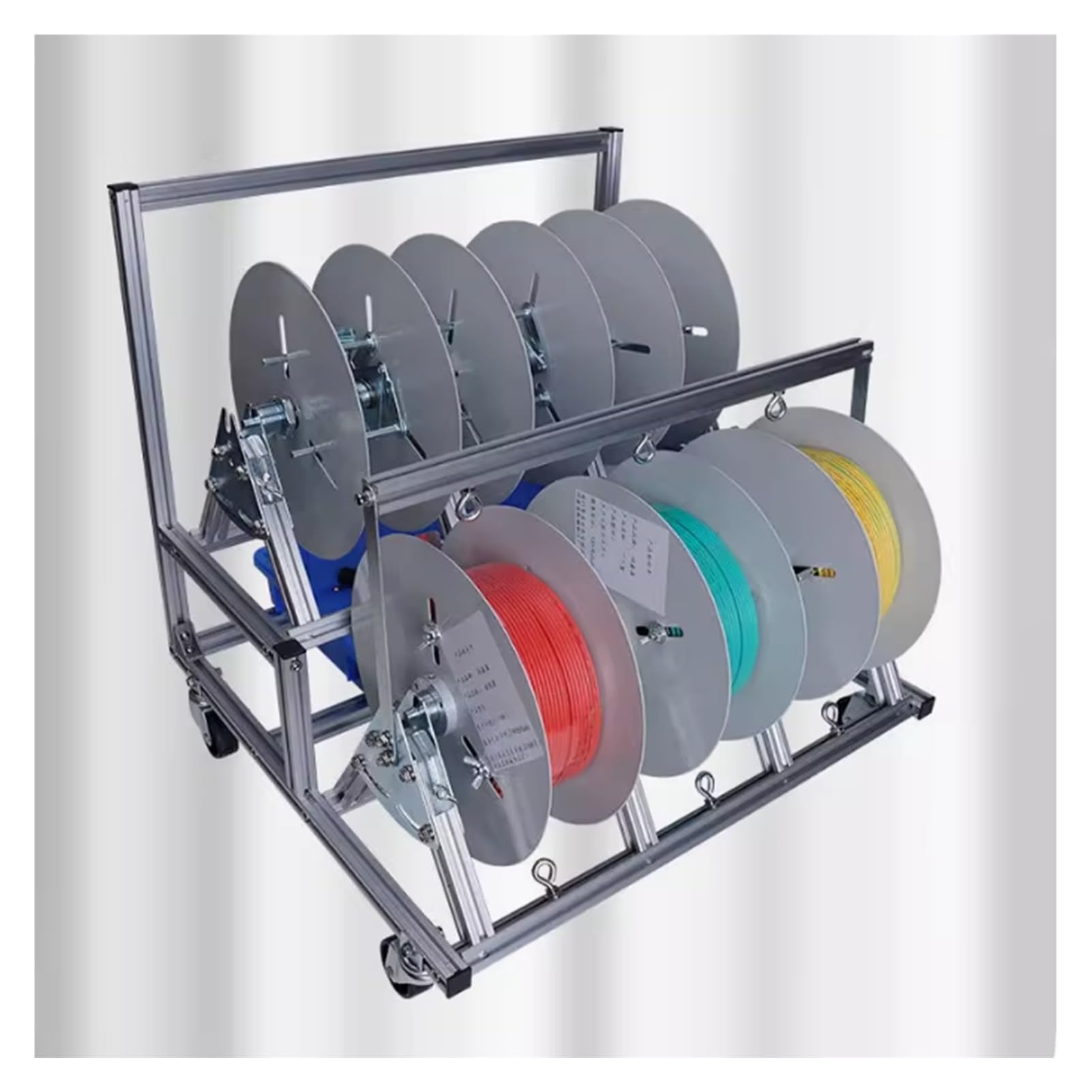 WDSOPK 6 Rods Heavy Duty Wire Spool Cart with Wheels,Wire Spool Rack with Handle,Portable Wire Rack Dispenser,for Electrical Industrial