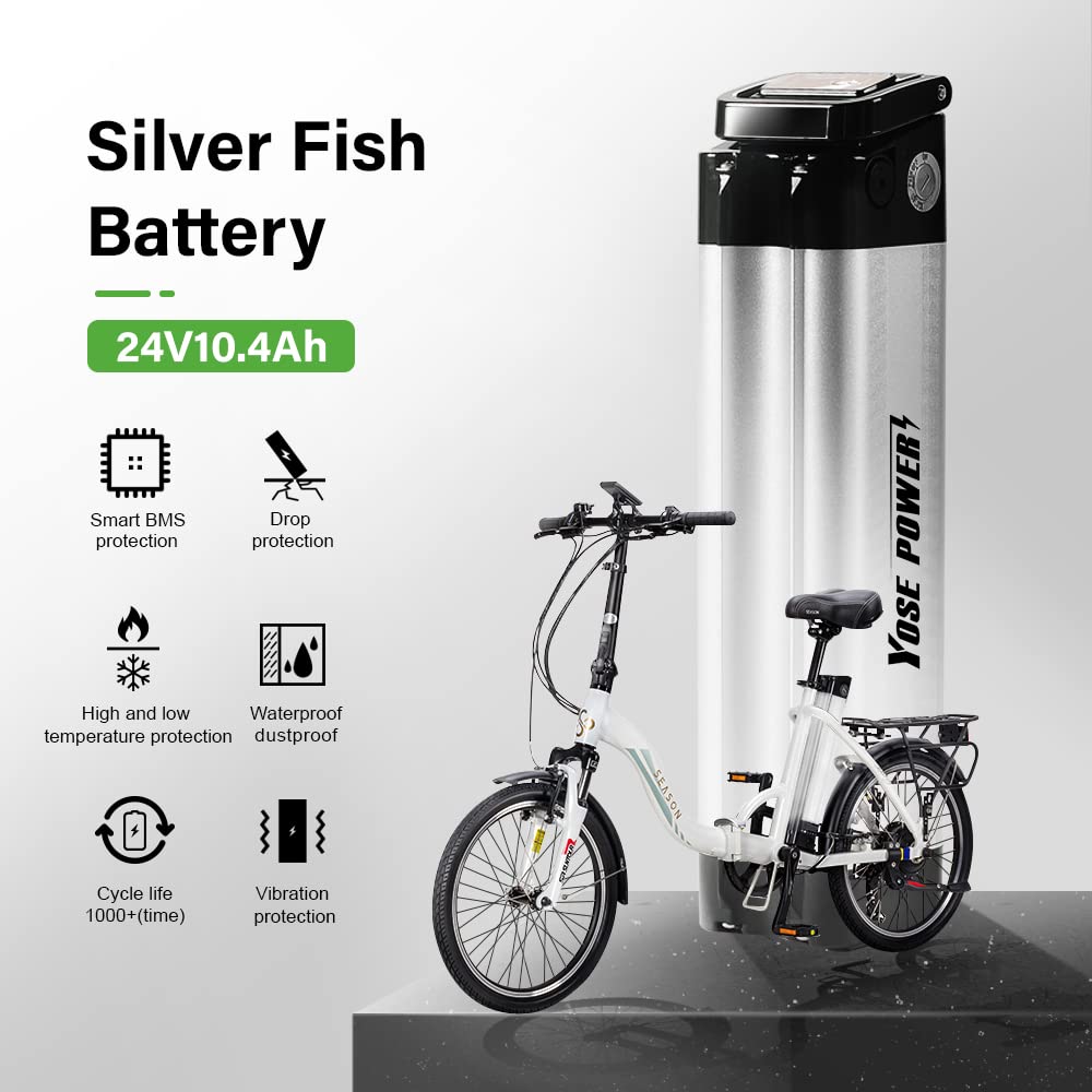 YOSE POWER Ebike Akku 24V 10.4Ah Lithium-Ionen Batterie XH259-10J für 250W / 350W Motor E-Bike mit Ladegerät für Phylion, MiFa, Rex, Zhenlong/ZL07010-F