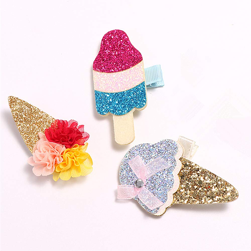 Amazon.com: Baby Girls Hair Clips Ice Cream Shape Clips Glitter Sparkly Hair  Bows Boutique Hair Barrettes hairpins hair accessories for Little Girls  Teens or women, 8 pcs : Baby