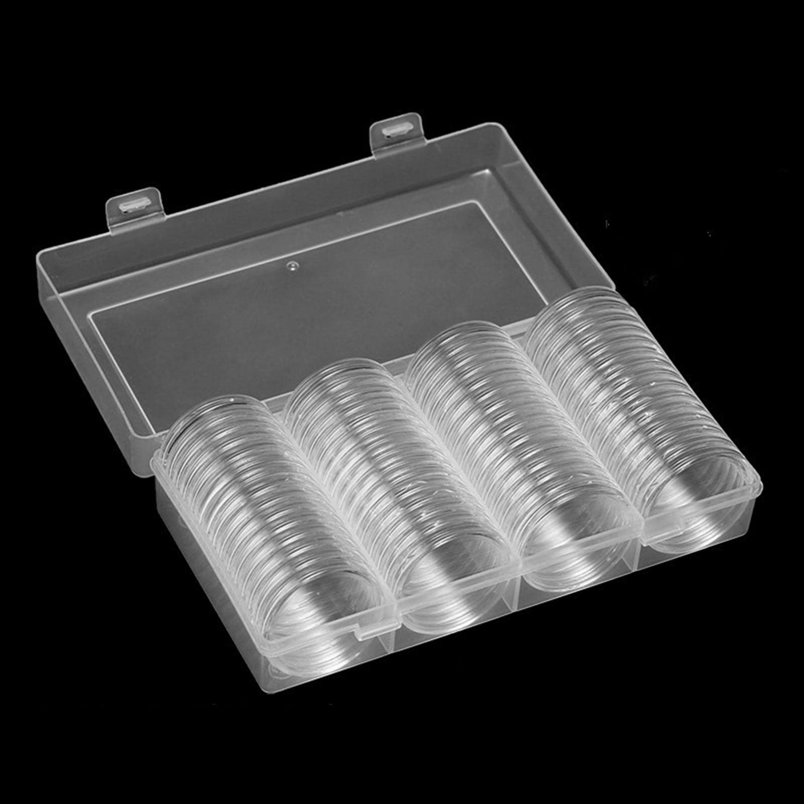 Oshhni 60 Pièces 40mm Présentoir de Capsules de Pièces de Monnaie avec Étui de Rangement de Protection Transparent Boîte de Protection de Pièces de Monnaie