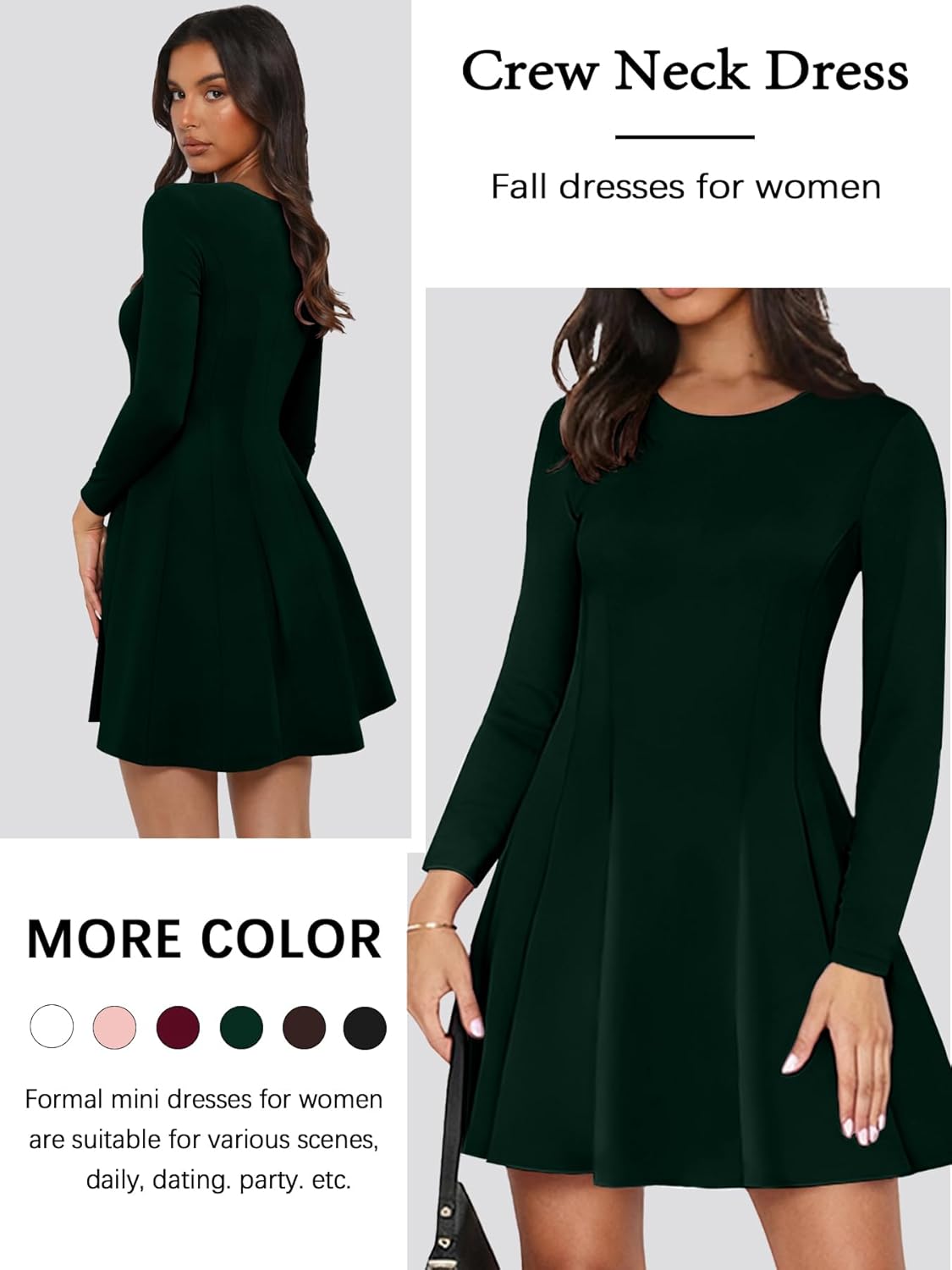Long Sleeve Mini Dress for Women A Line Fall Pleated Babydoll Short Party Dresses 2026 - Image 4