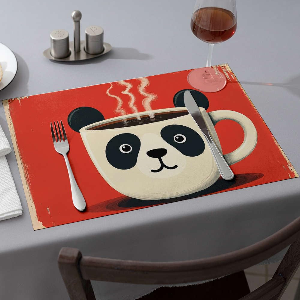 Sets de table jaunes panda Comedor vapeur protection table cuisine enfant 6x