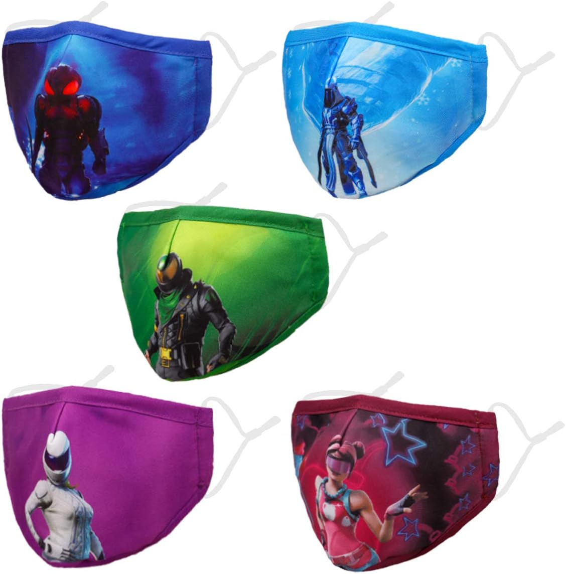 Washable Reusable Kids Face Mask, Cloth Cotton Cute Designer Breathable Facemask mascarillas niños, Design Fashion Fabric Covering with Adjustable Ear Loops for Girl Boy Children Gift