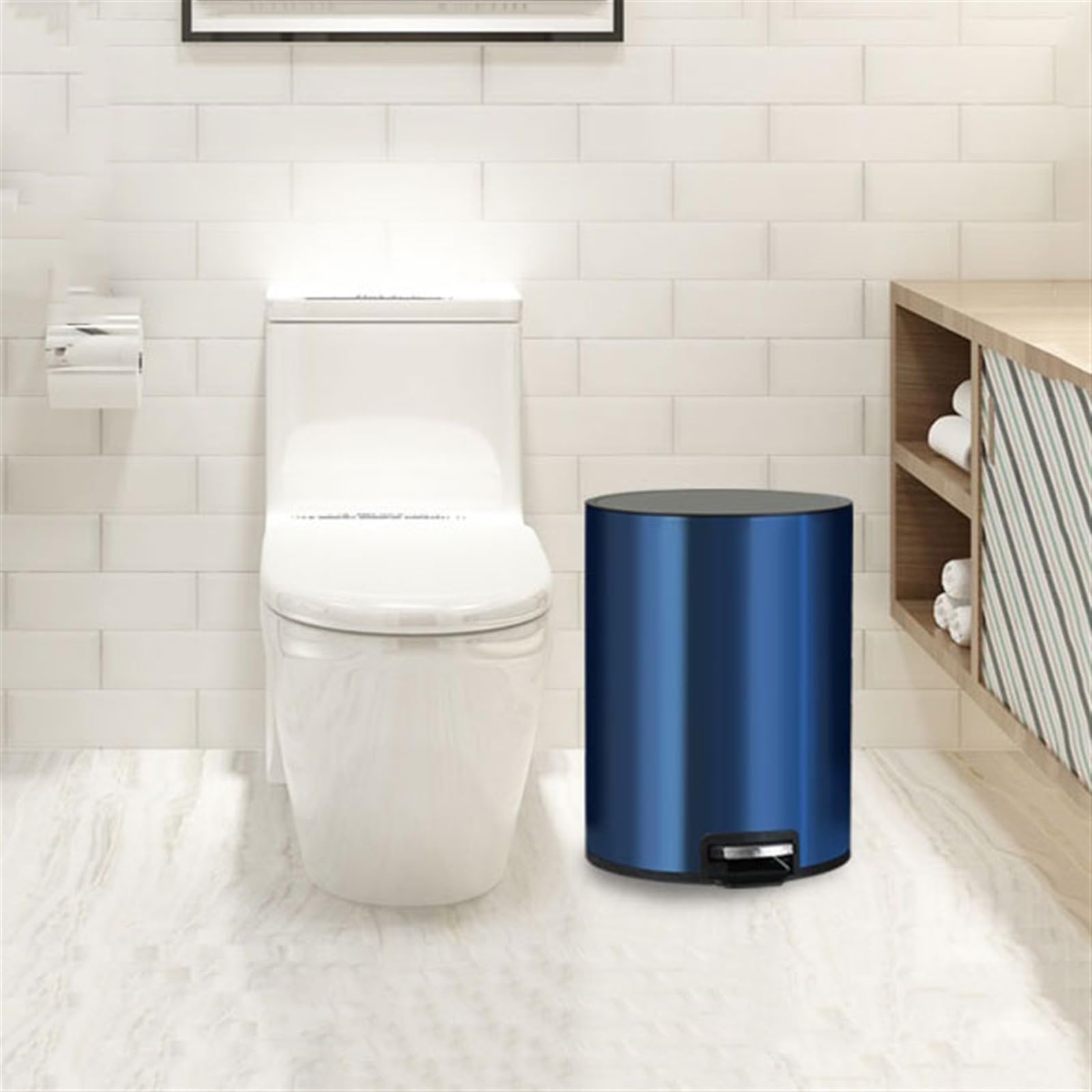 FEELIN Papelera Baño Cubo de Basura Cocina Cubo de basura con tapa, inodoro doméstico, sala de estar, cocina, baño, dormitorio, Pedal de gran capacidad de acero inoxidable Papelera Oficina(Color:D)