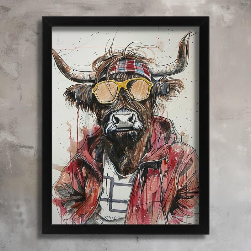 Impression sur toile Vache Highland A0 œuvre murale de salon durable
