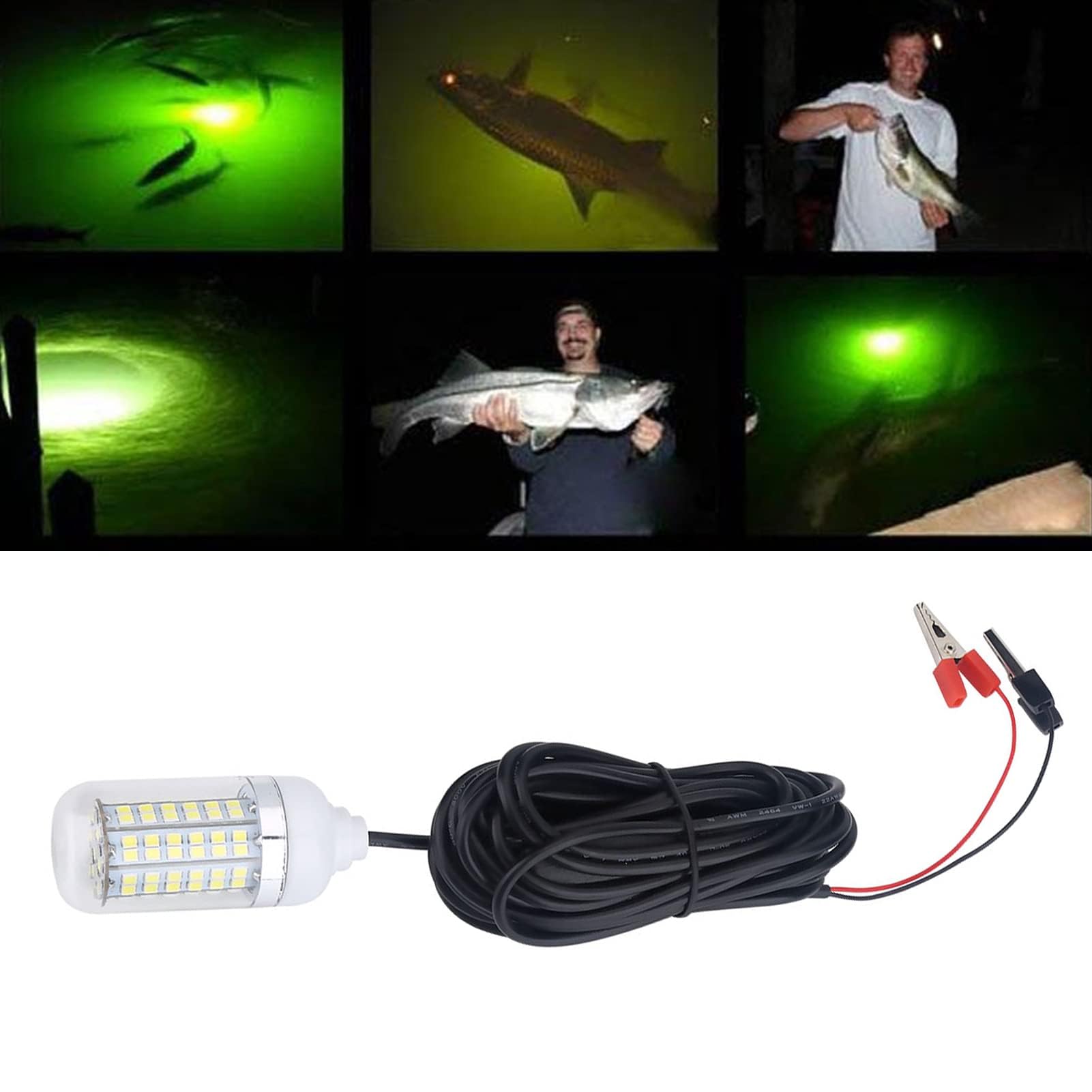 Lampada da Pesca Notturna Subacquea a LED da 12 V per Esterni, per gamberetti, Calamari, Pesci Gatto (Blu) (Illuminazione Bianca)