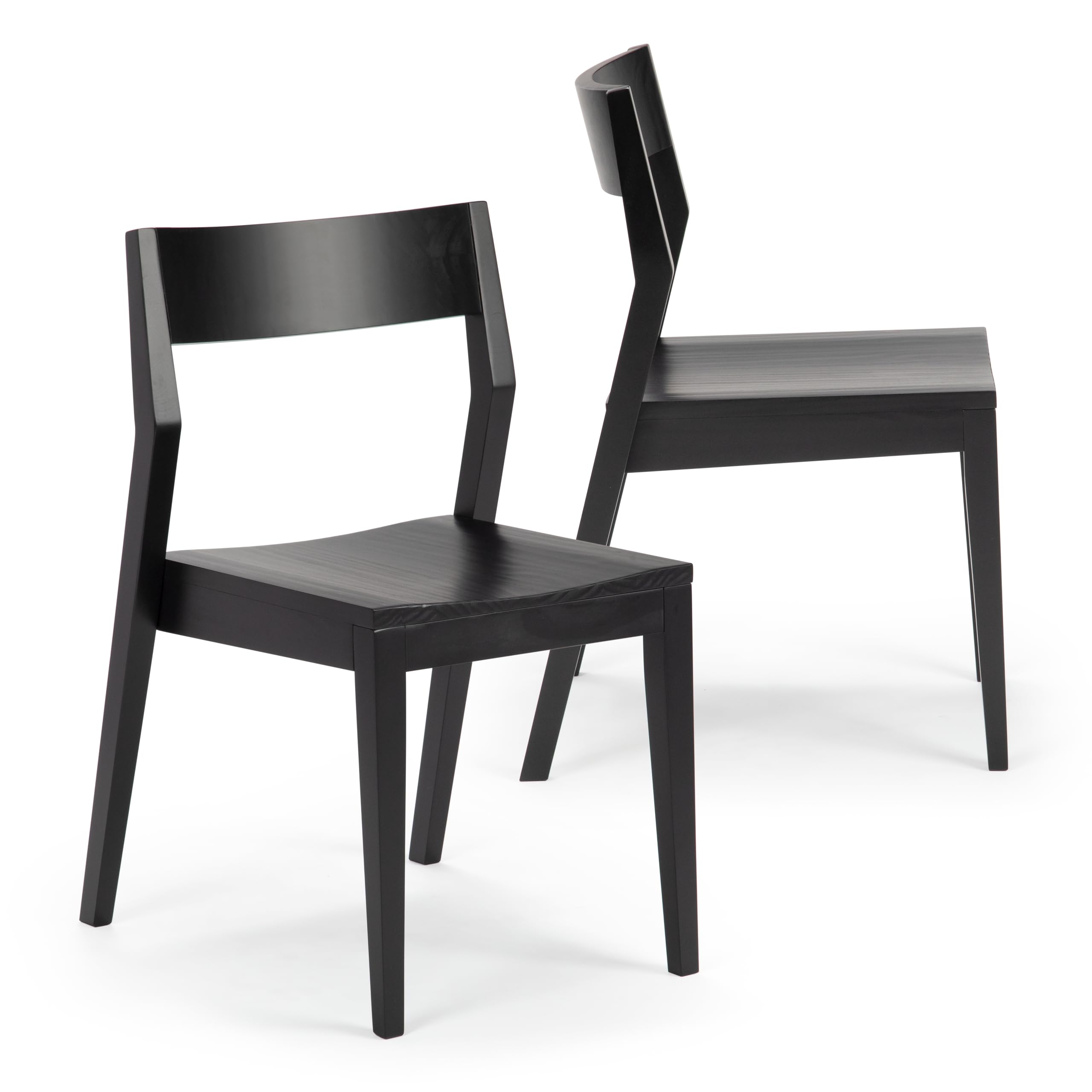 Plank+Beam Modern Dining Chair Set of 2, Wooden Kitchen and Dining Room Chairs, Wood Chair for Office, Living Room, Black