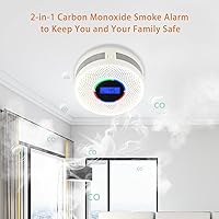 Vista 2 de 10-Year Battery Wireless Interconnected Smoke and Carbon Monoxide Detector, Smart Interlink Smoke CO Alarm with Digital Display, Fire and CO Combo