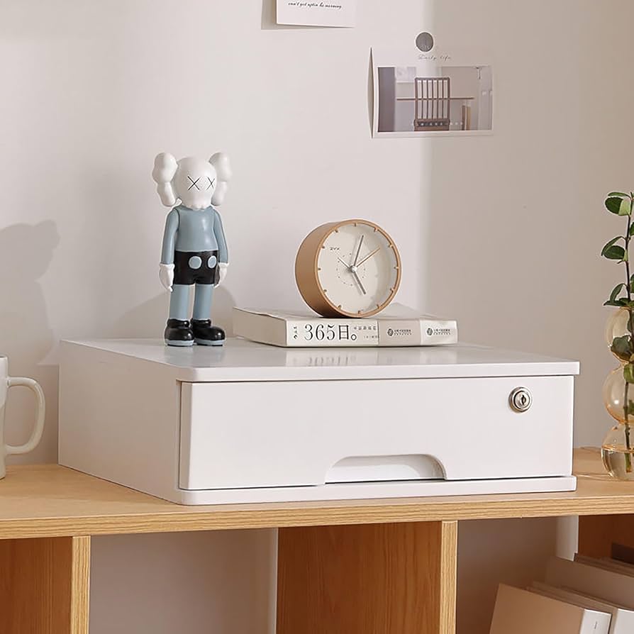 Amazon.co.jp: 収納ボックス 鍵付き 卓上収納 引き出し 木製 収納