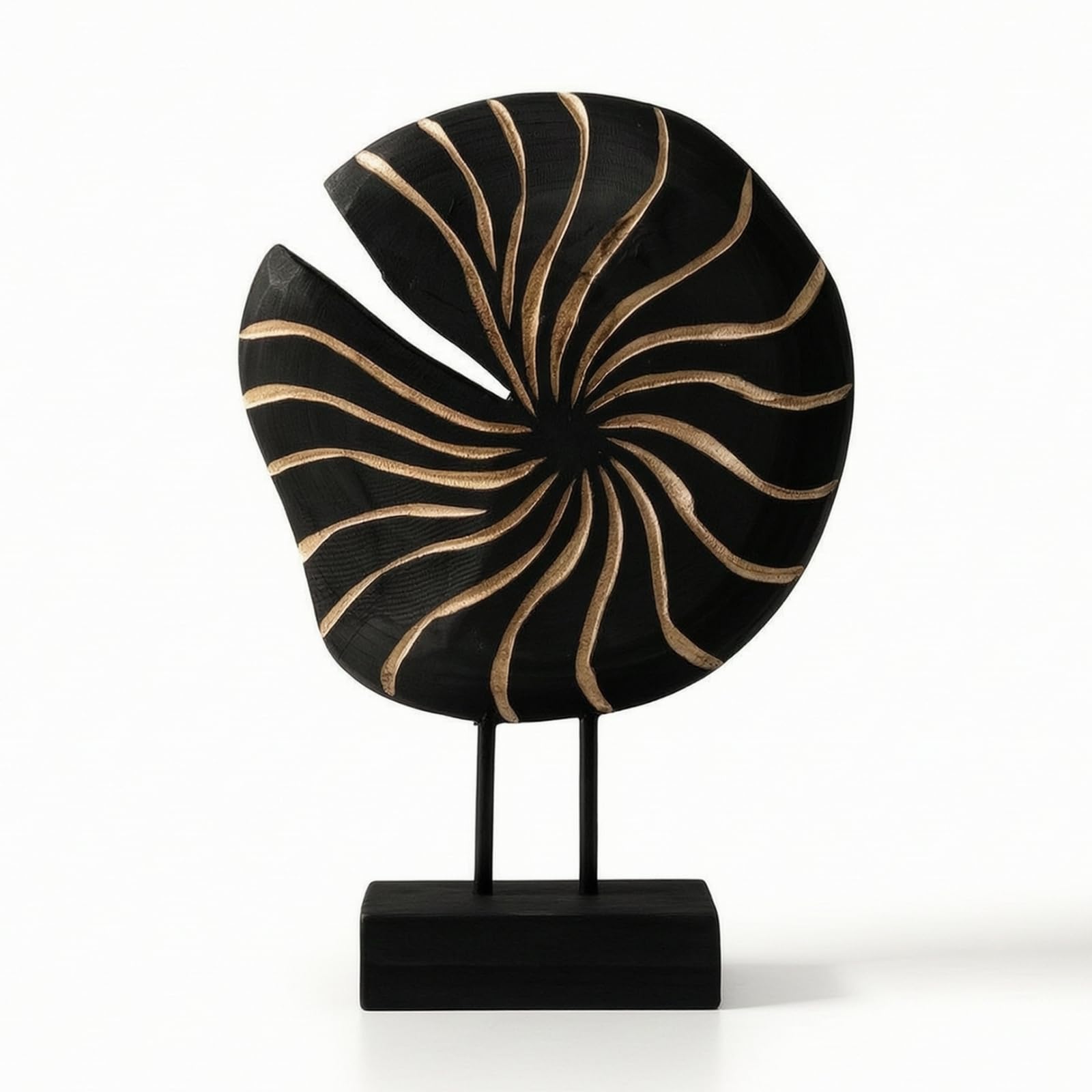 Baoblaze Decorazione da Tavolo Scultura Sun Disk Ornamento Circolare Radiale Supporto Resina Elegante Base Ebano Adatta per Soggiorno Ufficio Ingresso Cm25x9x36