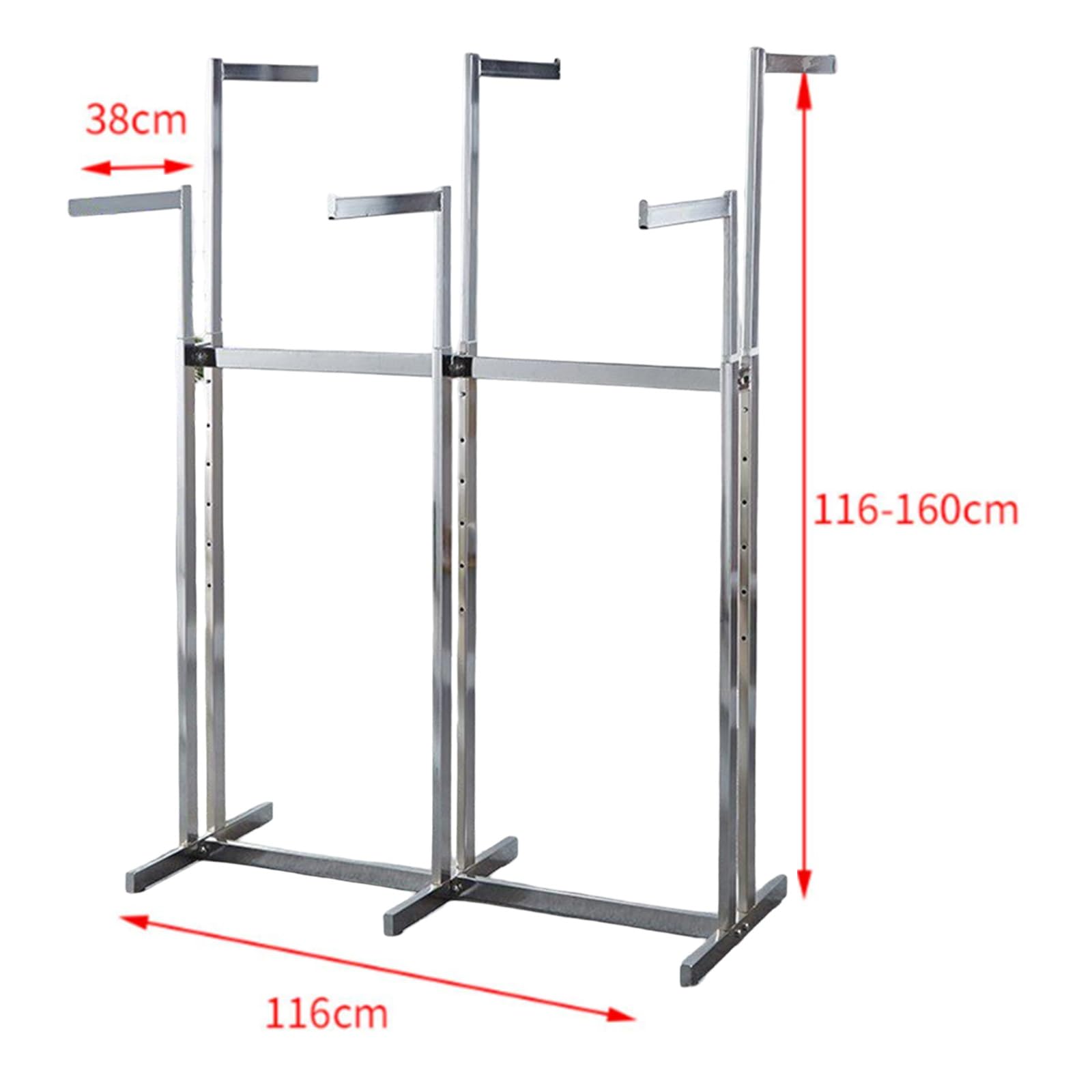 Estante de exhibición de ropa de metal de 6 brazos, altura ajustable de 116 a 160 cm, estante comercial resistente para ropa para el hogar y tienda minorista