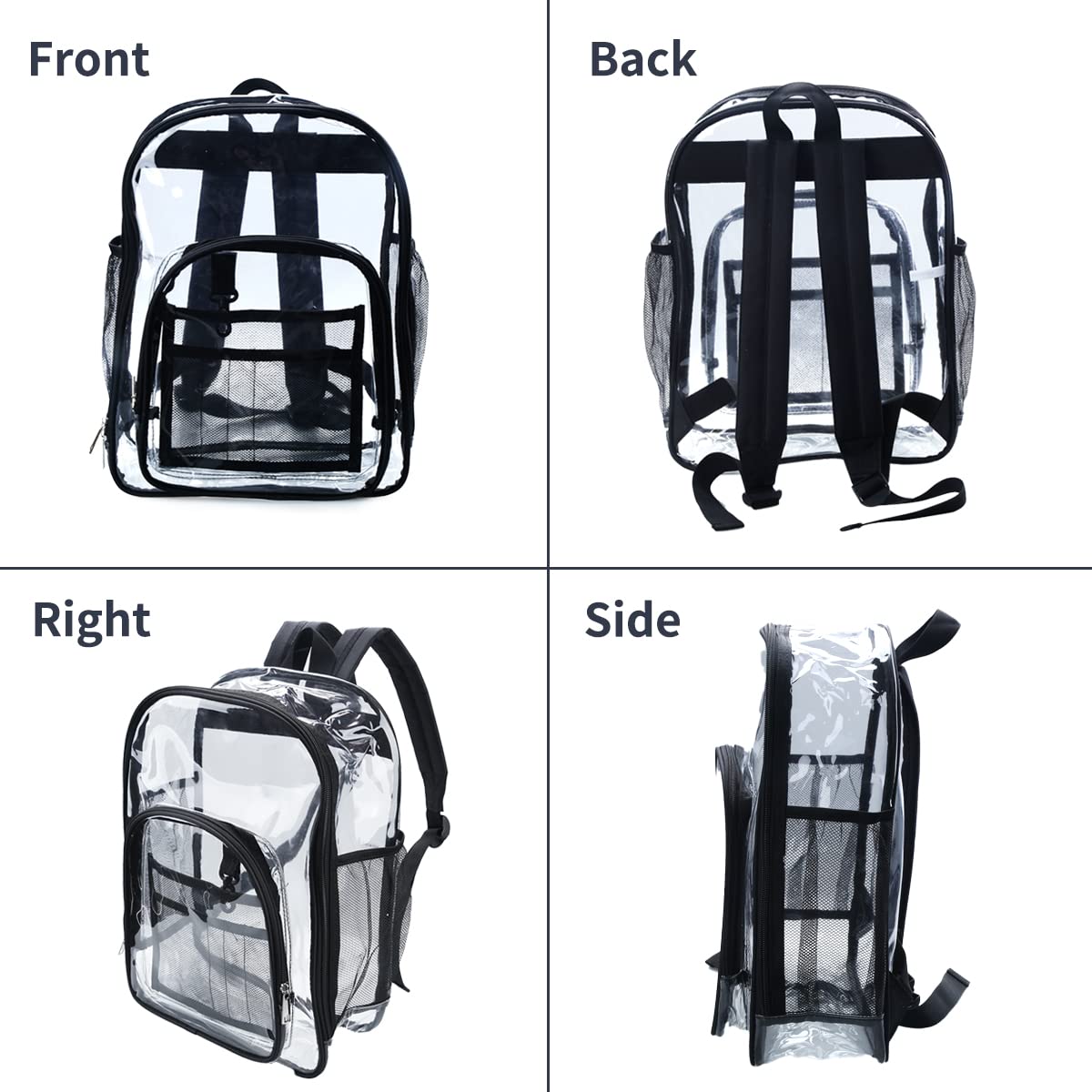FISHSHOP Zaino in PVC Trasparente,Impermeabile Casual Bag Zainetto Zaino Trasparente Donna Uomo Zaini,Per Scuola Lavoro Viaggio Palestra Spiaggia Concerti Festival (L)