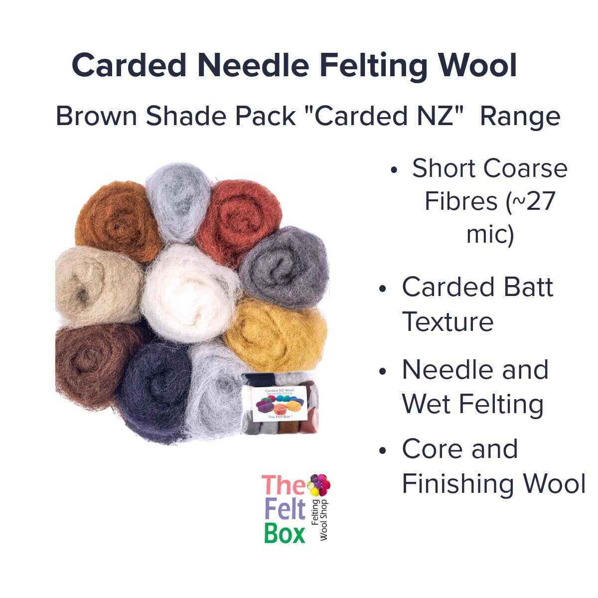 The Felt Box Lana per infeltrimento ad ago, confezione da 100 g, in fibra corta, in lana neozelandese, 27 micron, perfetta per animali, bambole, figure, artigianato, nucleo e finitura