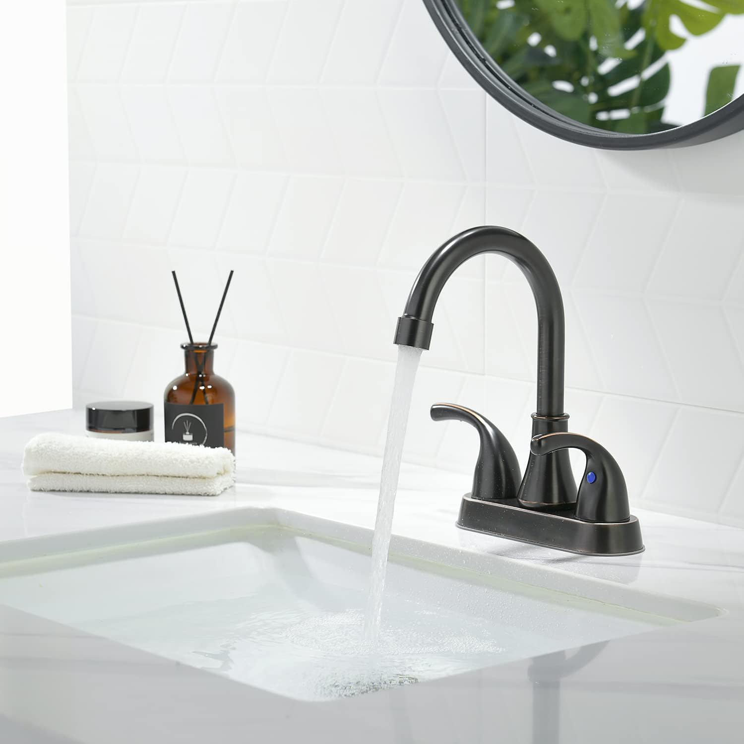 Bathroom Sink Faucet 4 Inch 2 Handle Centerset Oil Rubbed Bronze Lead - View #6