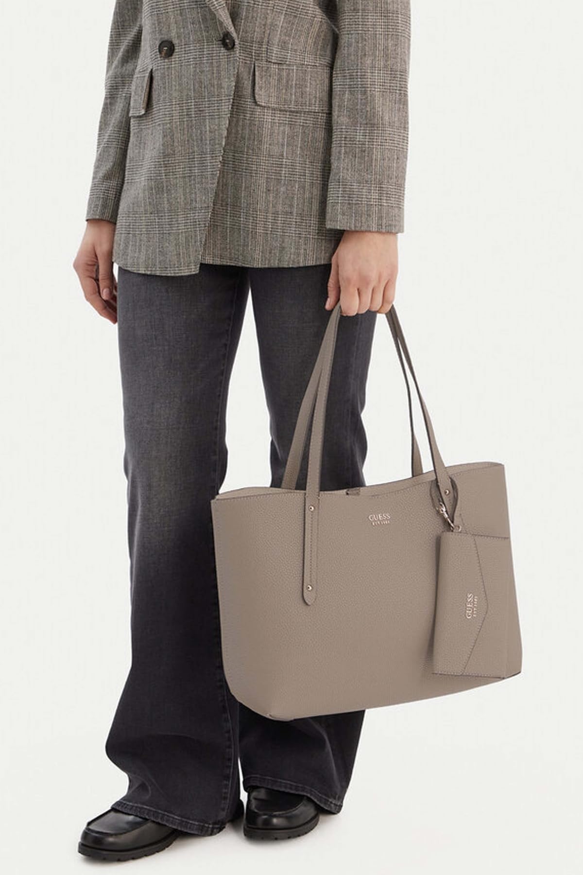 GUESS Borsa shopper Brenton reversible tote con pochette dark taupe BS26GU07 PG964823