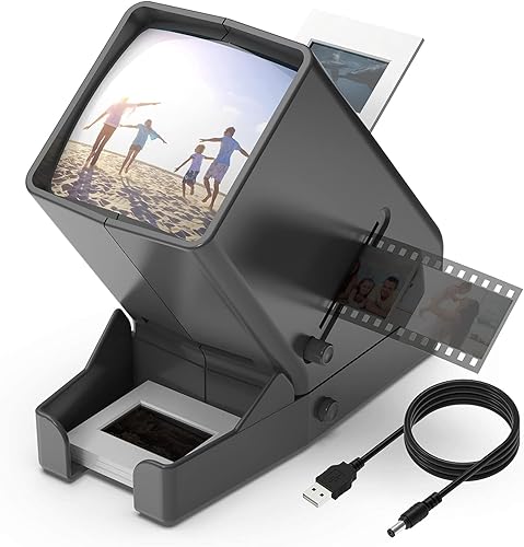 Miniatura 1 de DIGITNOW! Visor de películas y diapositivas de 1.378 in, visualización iluminada con luz LED de aumento 3X, alimentado por USB, funcionamiento con