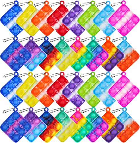 Image of 24Pcs Random Color Mini Pop Keychain Fidget Toy Push Bubble Pop Silicone Squeeze Sensory Toys Make Fun for Kids Anxiety Stress Reliever for Adults