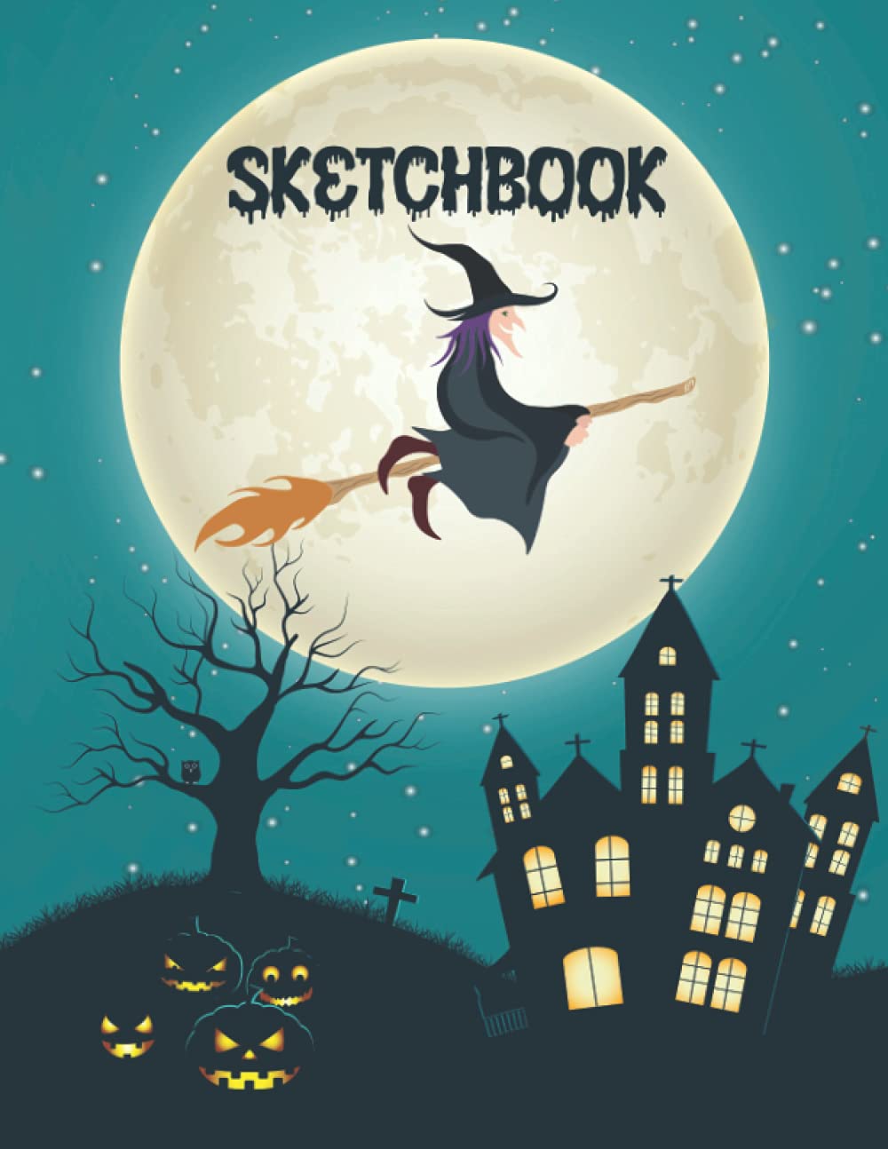 halloween sketchbook flying witch theme: Halloween Sketchbook Flying Witch, Large Sketchbook Journal White Paper (Blank Drawing Books)