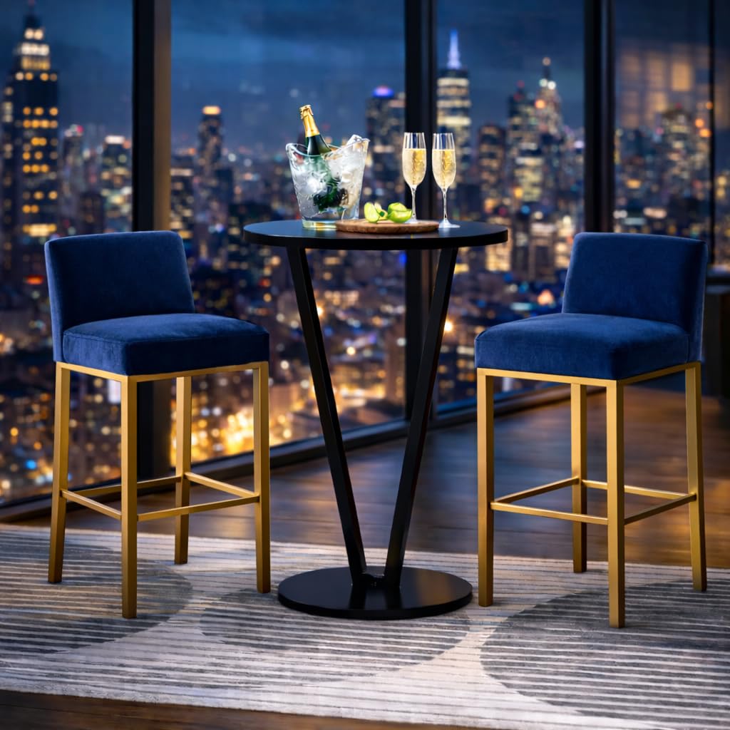 MTANK High Height Round Bar Table – Modern Bistro Pub Table with Metal Base, Small High Top Cocktail Table for Home, Kitchen, Party, and Cafe – White & Black Finish (High Height) 3